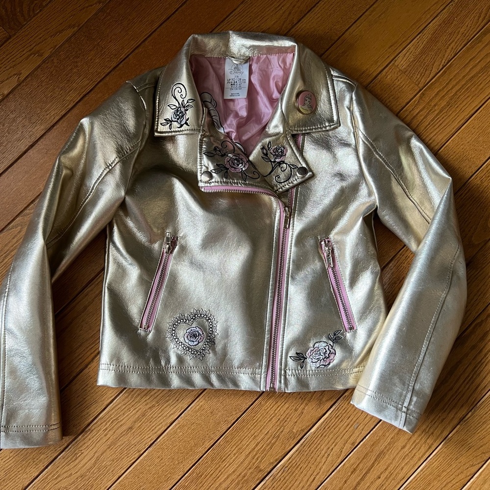 Girls Gold Disney Belle Bomber jacket Size7/8